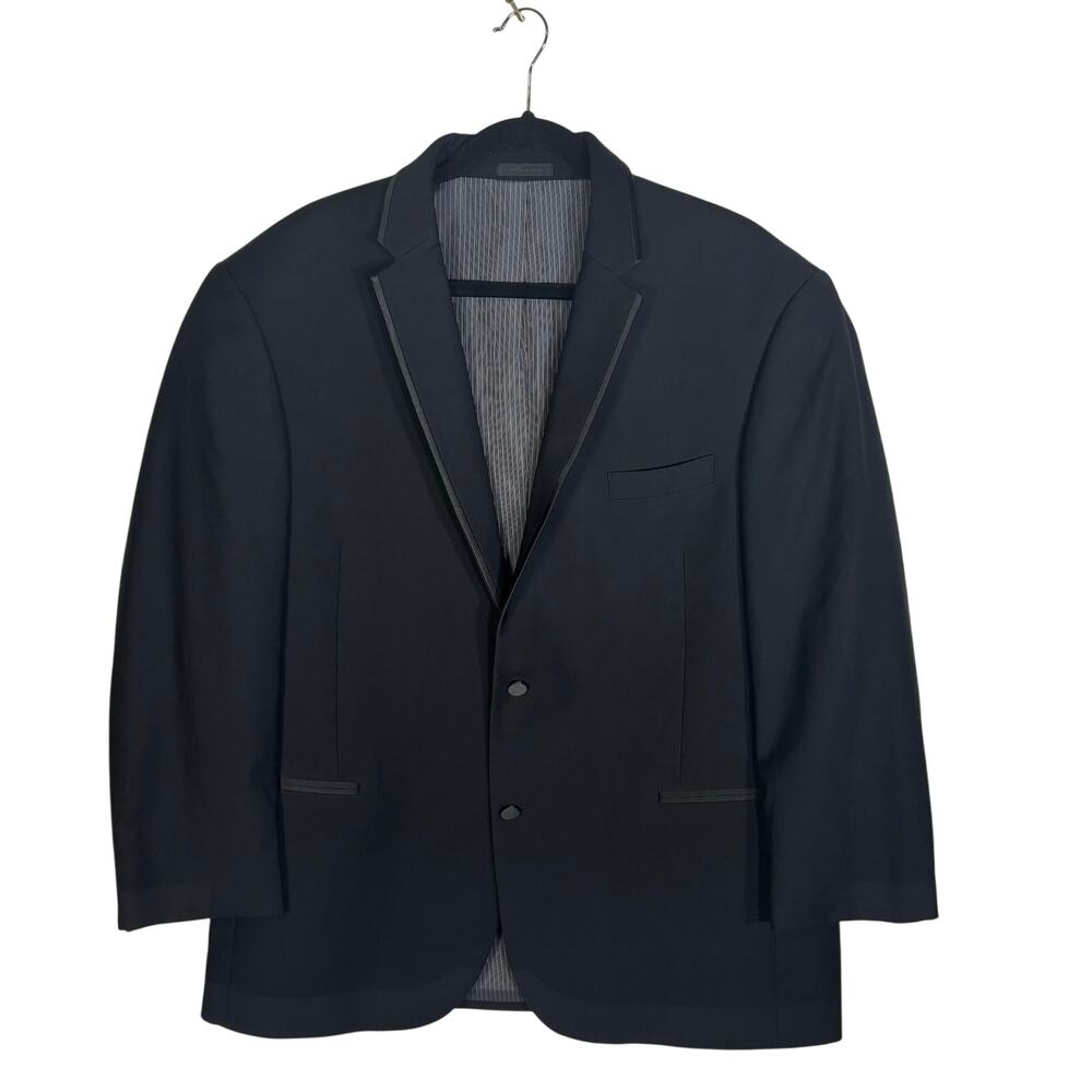Calvin Klein Mens Black Satin Trim Tuxedo Blazer Jacket Two Button Formal  44R